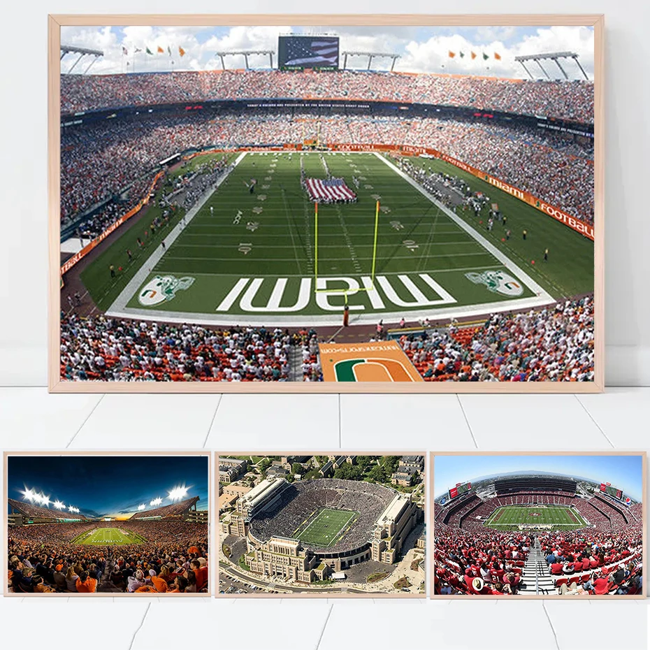 

Modern Football Field Panorama Posters Memento Soccer Fan Home Wall Art Decor Print Canvas Painting for Living Room HD Pictures