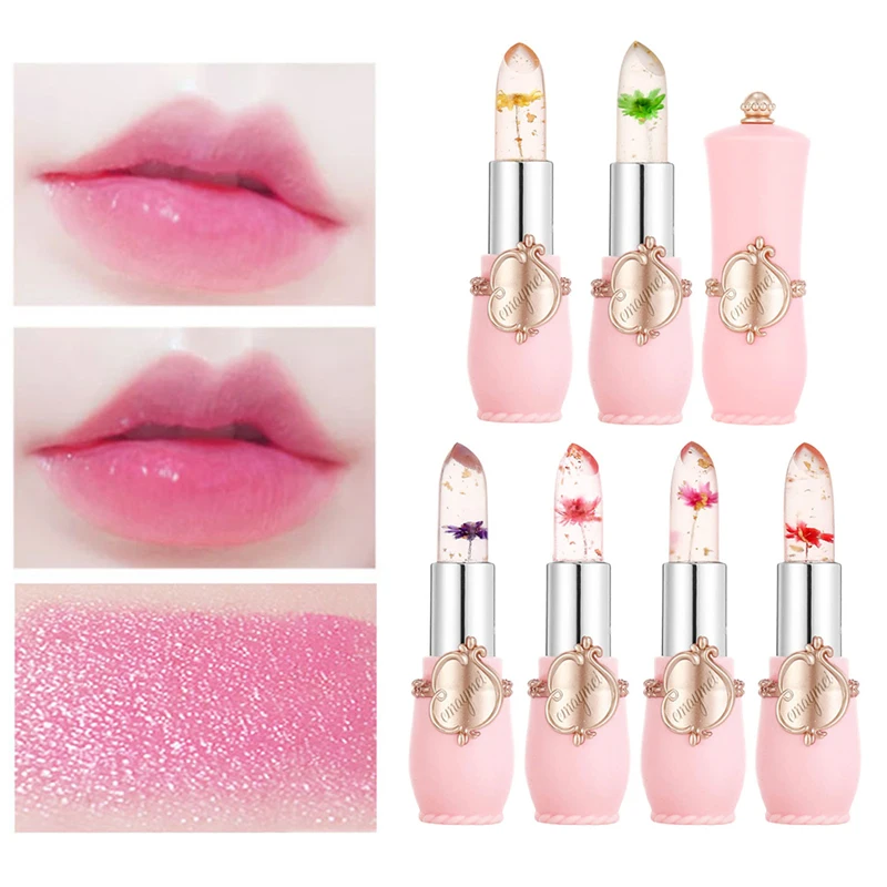 6Color Moisturizer Lip Gloss Transparent Jelly Flower Lipstick Temperature Color Change Waterproof Makeup Lip Balm Cosmetic YZL1
