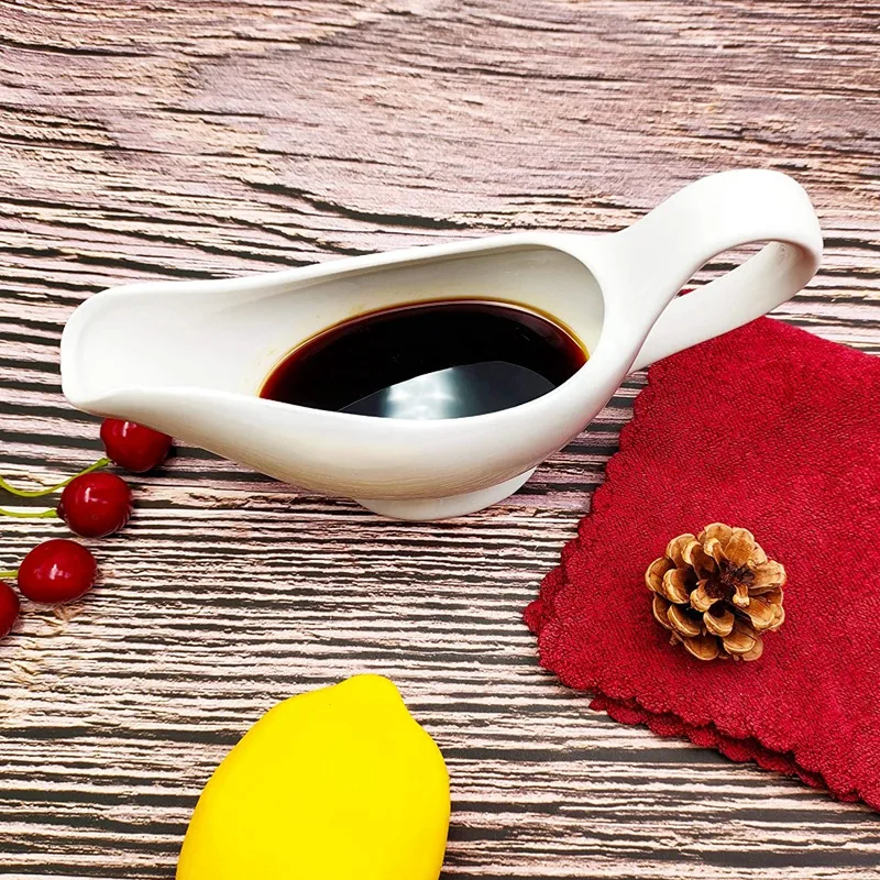 

1 Pcs Porcelain Gravy Boat with Handle Easy Pour White Gravy Boat for Salad Dressings Milk Broth Creamer