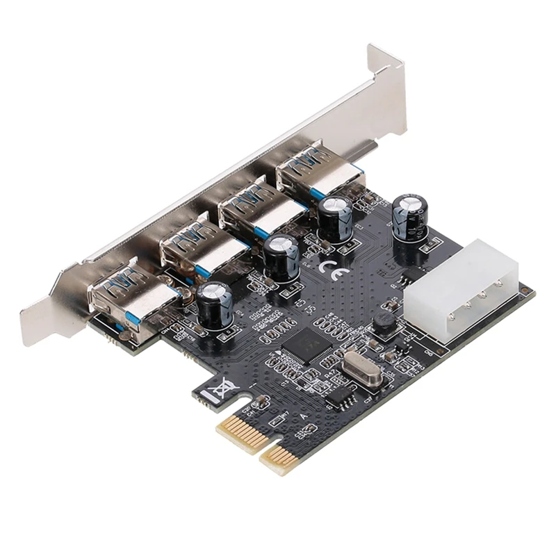 

Плата расширения PCI Express на 4 порта USB3.0, адаптер с большим 4-контактным интерфейсом питания для настольного ПК, PCIE
