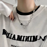 modoma 2022 korean fashion irregular ring zircon necklac women vintage bone chain titanium steel necklace aesthetic pendants