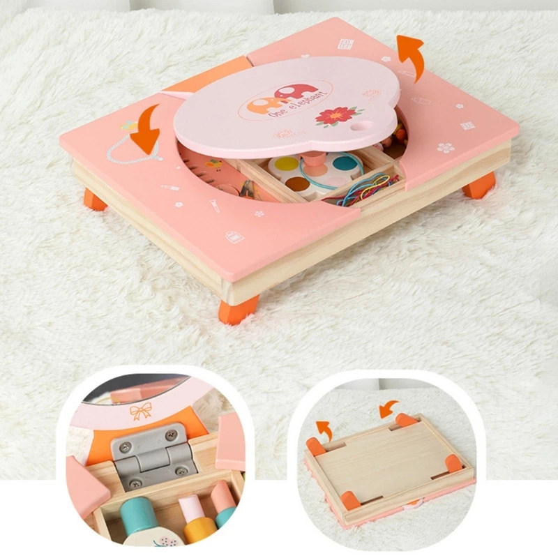 

Children Wooden Simulation Makeup Education Play House Cosmetic Beauty Gift