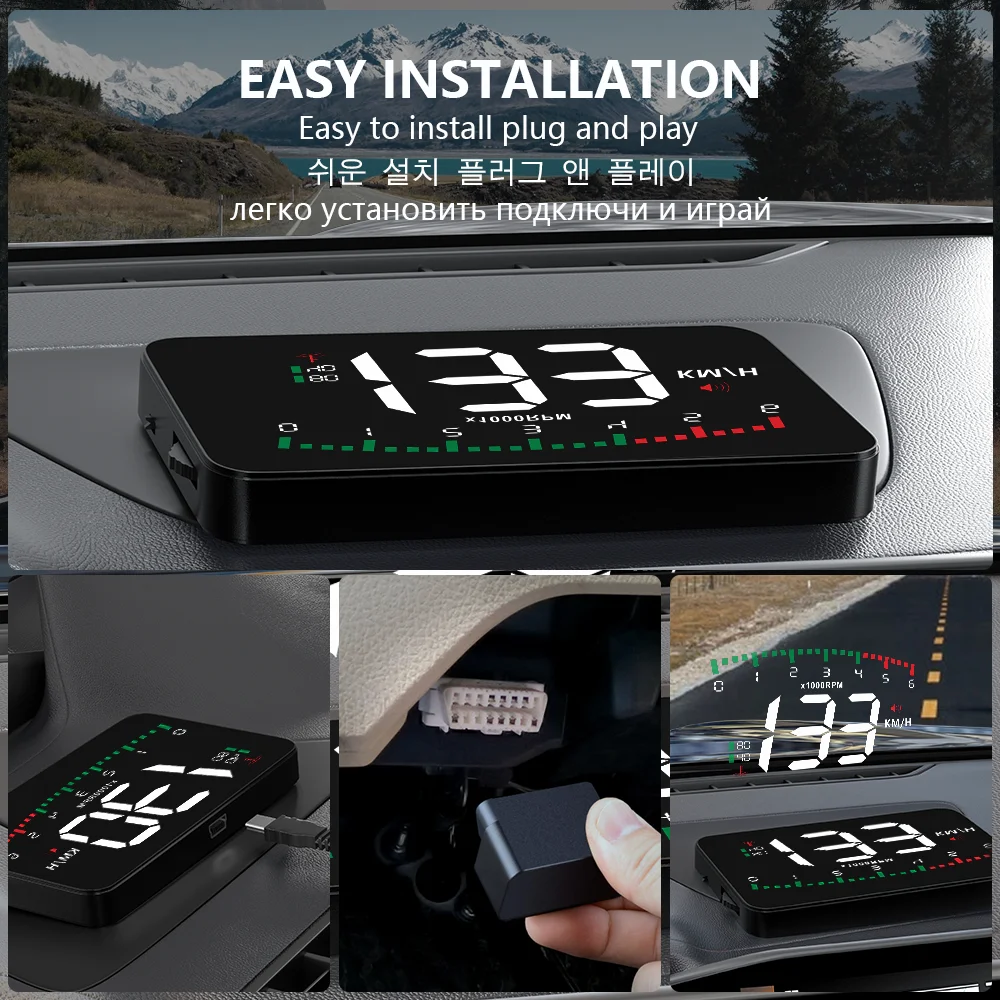 

Автомобильные аксессуары A900 OBD2 HUD, дисплей на голову, скорость вращения, автомобильные электронные аксессуары, гаджеты, проектор Inteligentes в ав...