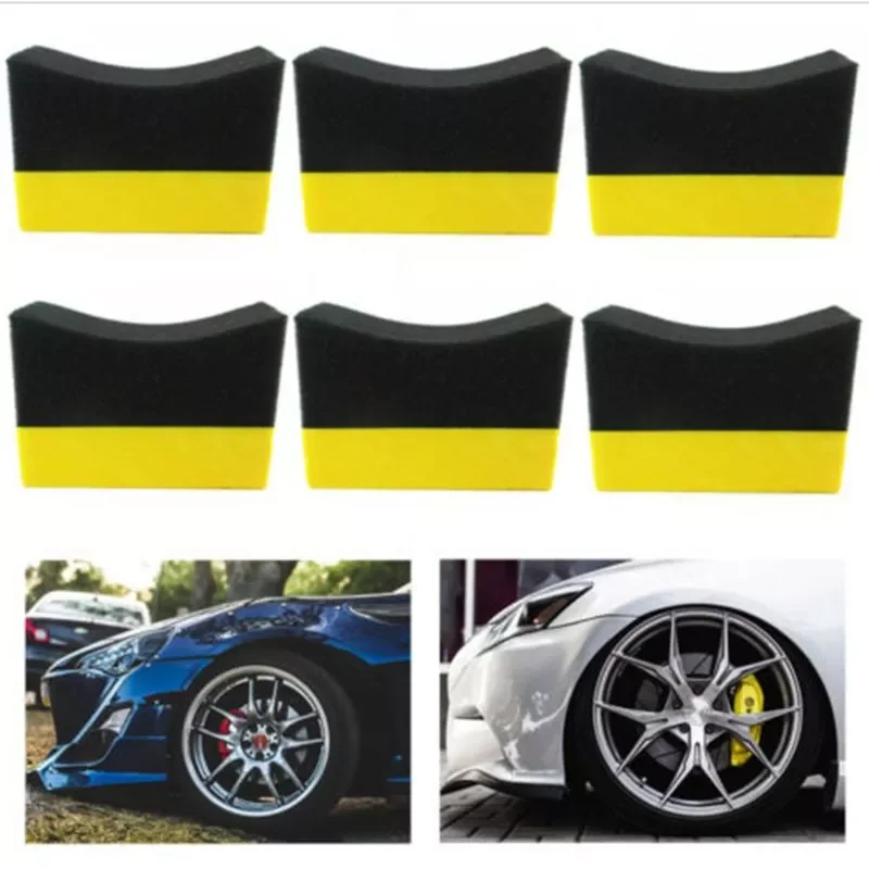 

6Pcs Tire Contour Dressing Applicator Pads Gloss Shine Color Polishing Sponge Wax W91F