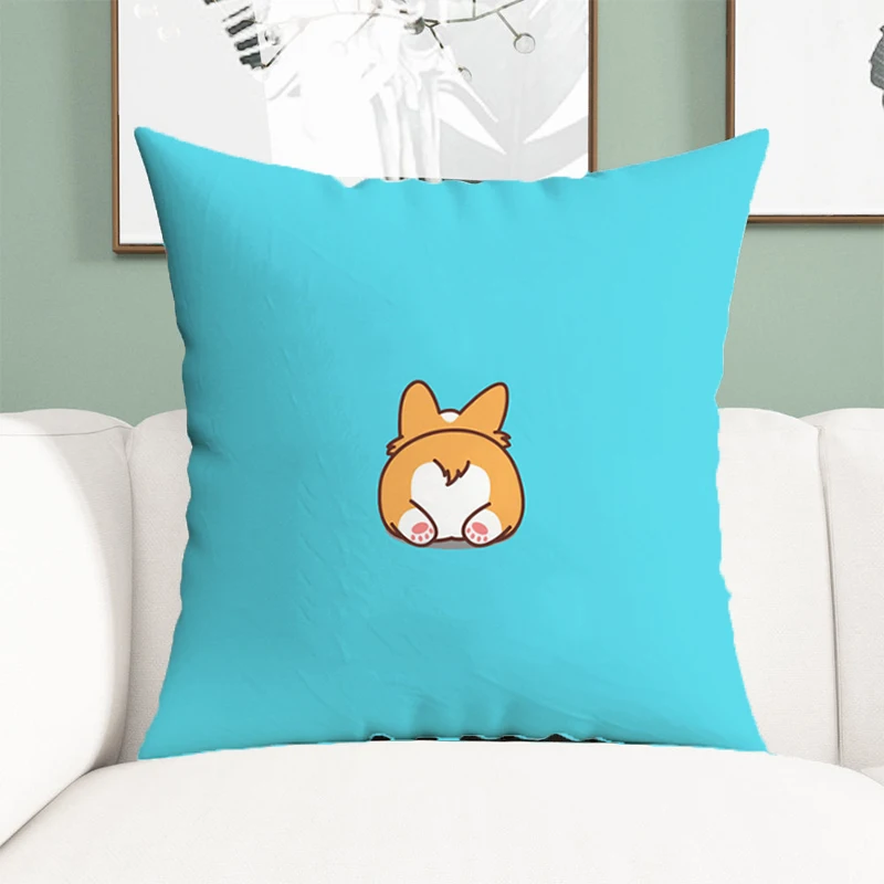 

45x45 Cushions Covers for Bed Pillows Corgi Short Plush Pillowcase Body Pillow Cover Car Sofa Cushion Decorative 45*45 Throw