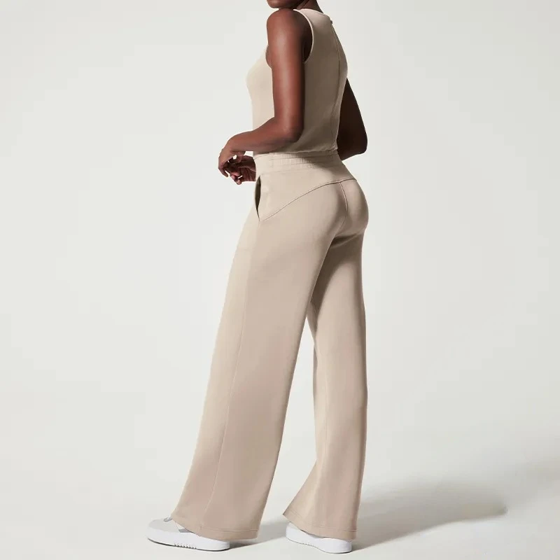 Women Elegant Jumpsuit Fashion Sleeveless Solid Color Commuter Pants Summer Office Lady Overalls Casual Streetwear Romper
