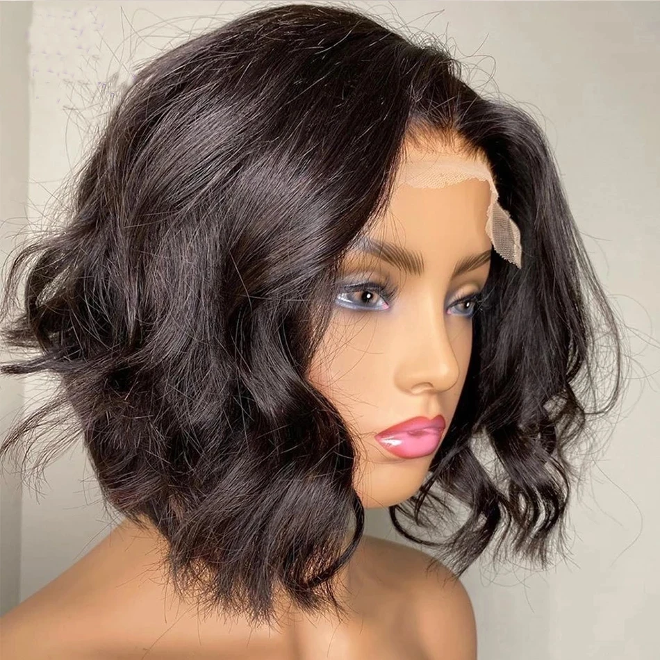 Short Wigs Deep Wave Frontal Wig Synthetic Lace Front Wig Bob Wig For Black Women With Babyhair Heat Resistant