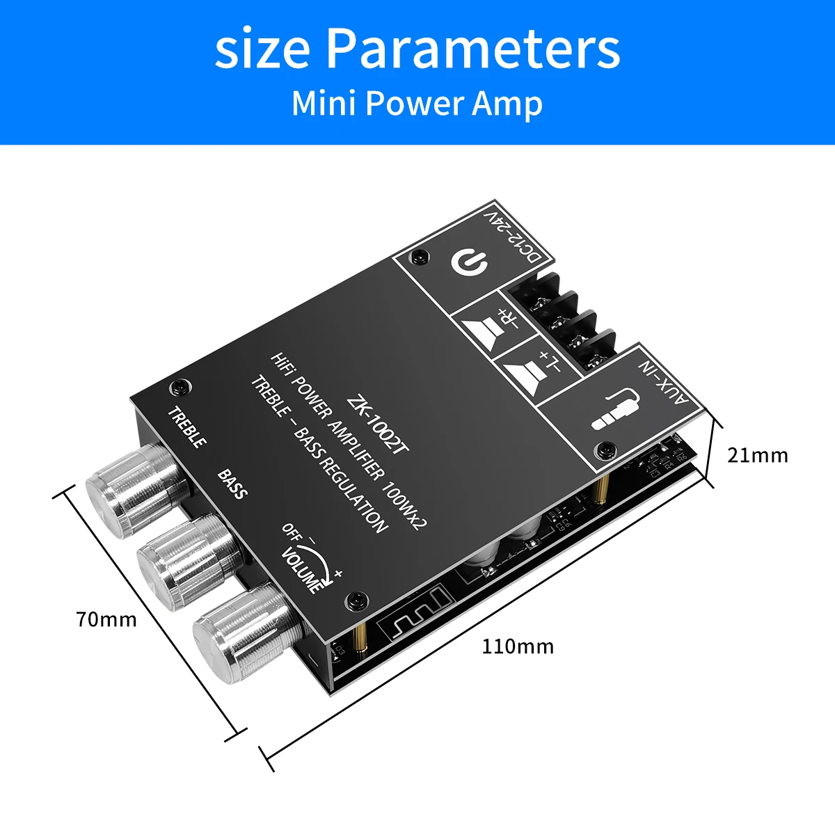 ZK-1002T TPA3116D2 Bluetooth 5 0 панель усилителя сабвуфера 2*100 Вт 2 каналов Высокая мощность
