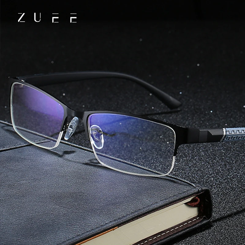 

ZUEE Reading Glasses Men Women High Quality Half-Frame Diopter Glasses Business Male Presbyopic Eyeglasses +1.0 1.5 2.0 2.5 4.0