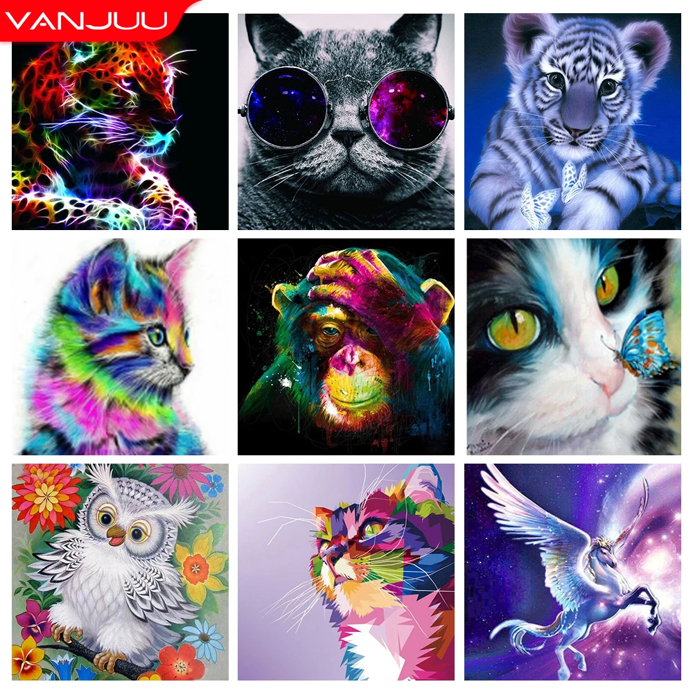 

Animal Pictures 5D Diamond Painting Cat Tiger Owl Art Diamond Mosaic Painting Full Rhinestone Embroidery DIY Home Wall Decor