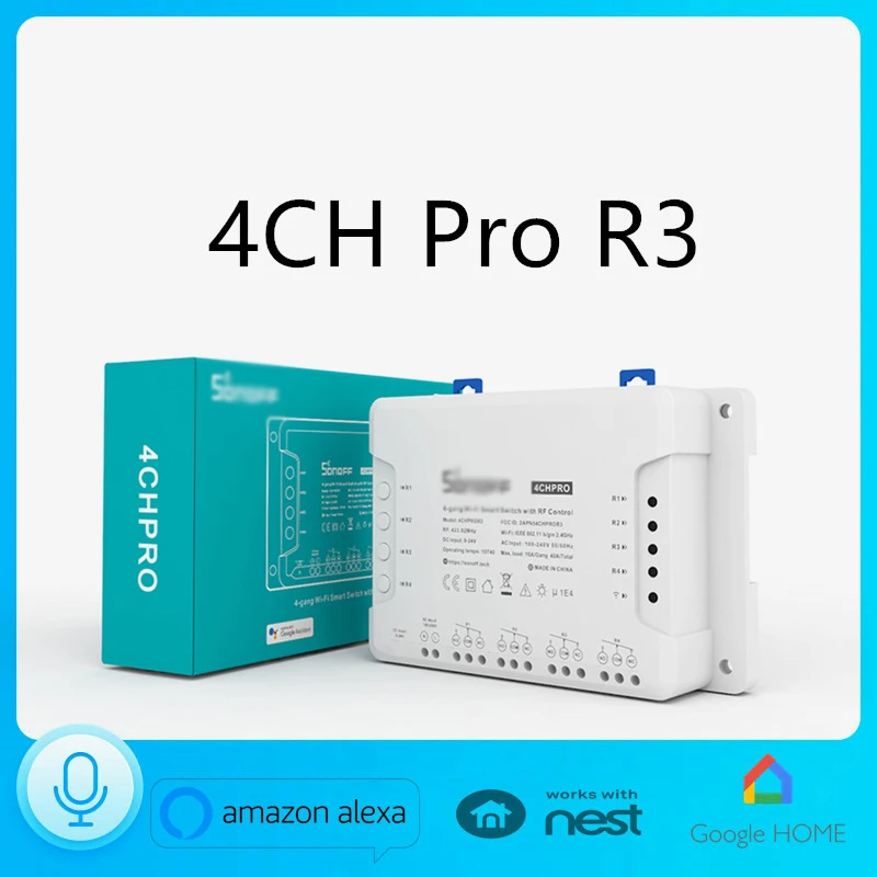 

4CHProR3 Smart WiFi Wireless Light Switch, Universal DIY Module for Smart Home Automation Solution, No Hub Required