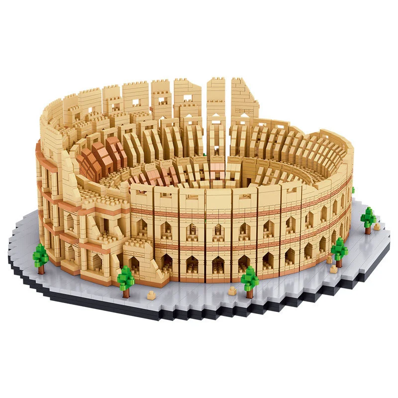 

LZ8191 World Architecture Italy Colosseum Tree 3D Model DIY Mini Micro Diamond Blocks Bricks City Building Toys For Kids Gift