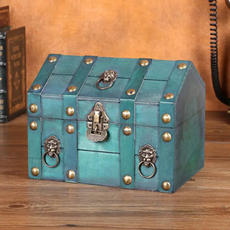 

Vintage Storage Box With Lock Wooden Boxes For Storage Handmade Retro Organizer Case Box For Jewelry Treasure Table Decoration