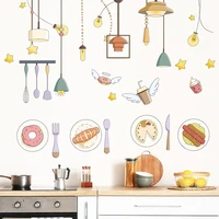 cartoon chandelier dinner plate food kitchen restaurant wall stickers decoration decor home accessories wallpaper