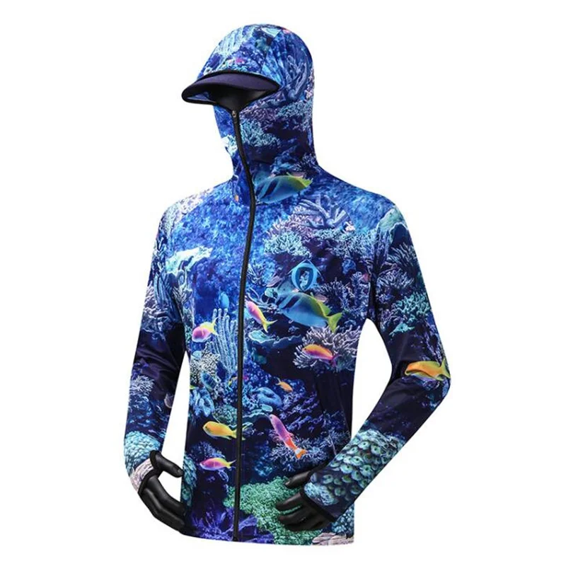 Fishing Shirt Breathable Quick Dry Fishing Jersey Anti-UV Sunscreen Sun Protection Clothes Professional Fishing Hoodie With Mask