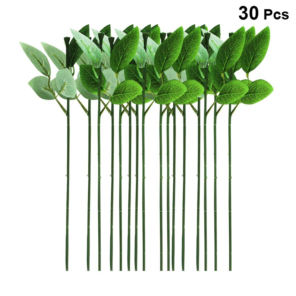

Wire Stem Flower Stems Floral Artificial Leaves Rose Green Greenery Faux Leaf Plastic Bouquet Branches Making Arrangement