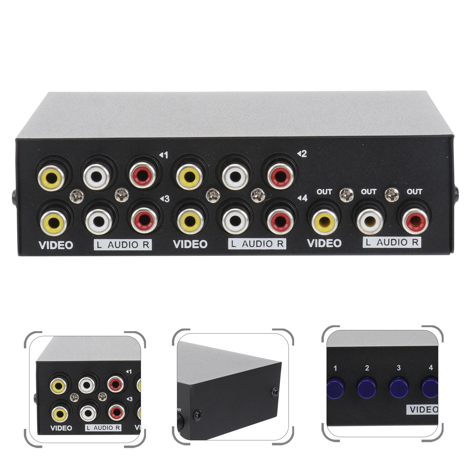 

4 In 1 Out Composite 4-Way Video L/R Audio Selector Lotus RCA AV