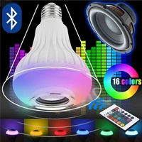 smart e27 rgb bluetooth speaker led bulb 12w wireless bluetooth audio playback dimmable bulb with 24 key remote control