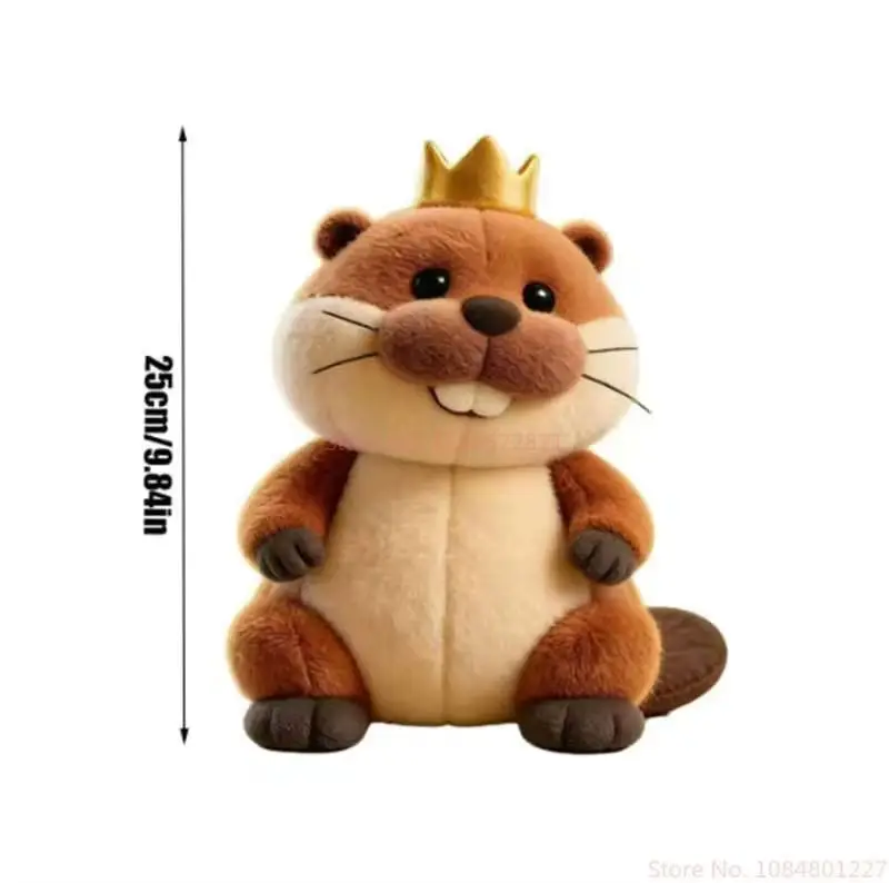 Фото Мягкая плюшевая игрушка-бобр King George Movie Peripheral, 25 см, с золотой короной, имитация животного, милый декор для дома, коллекционный подарок №3