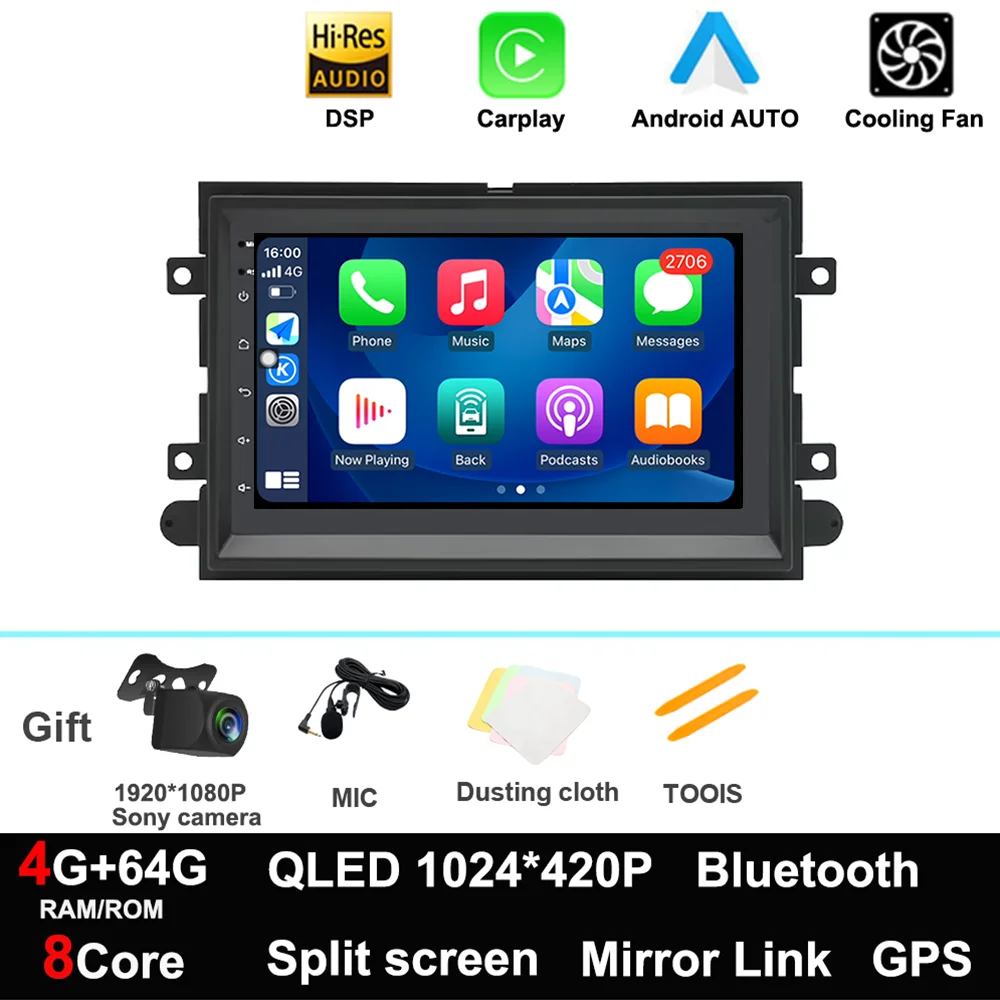 

7-дюймовый автомобильный радиоприемник Android 14 для Ford F150 2004-2008 Ford F250/350 2006-2014 мультимедийный аудио беспроводной Carplay Android Auto GPS