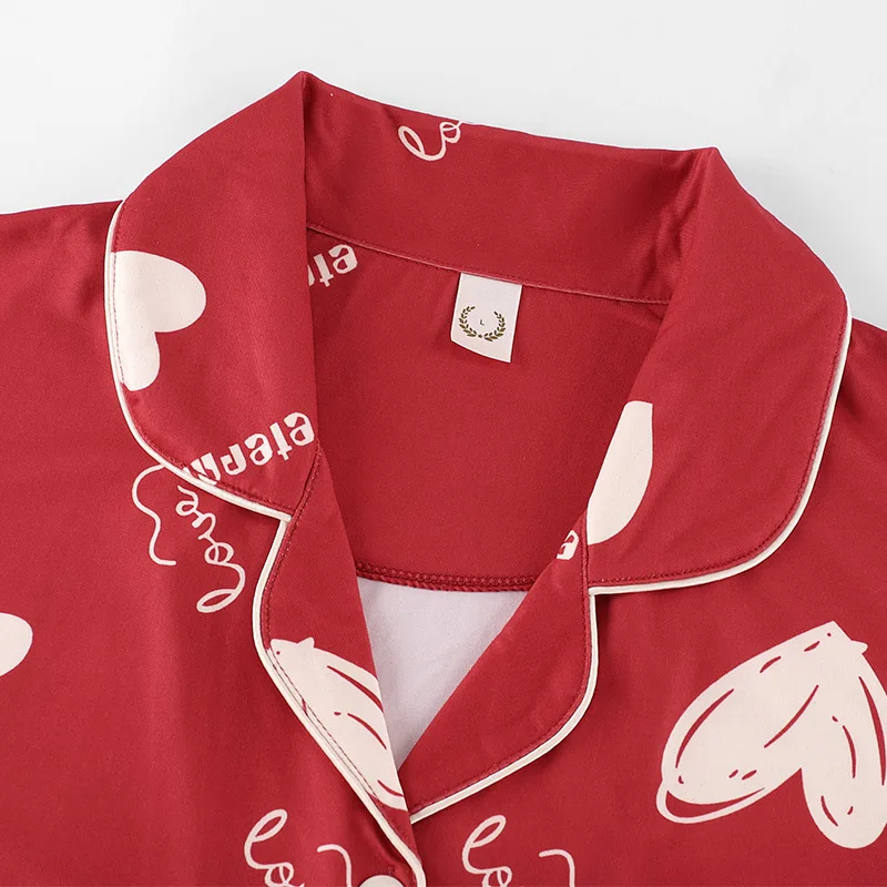 Lounge Wear Pajama Sets For Couples Long Sleeve Night Clothes Wedding Couple Sleep Romance Comfortable Red Room Dear Pajama