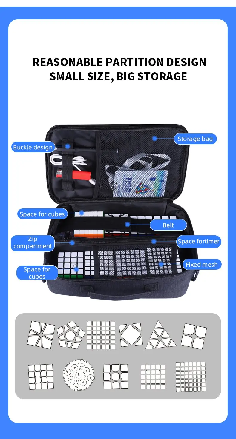 Сумка для волшебного куба QiYi M Bag V2 Mofangge черная сумка кубиков подходит 2x2 3x3x3 4x4 5x5 6x6