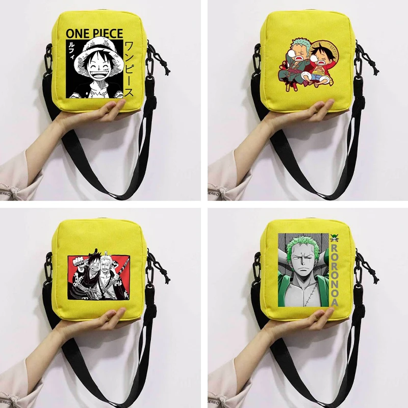 

Roronoa Zoro Luffy Color Crossbody Bag Shoulder Bag Yellow Firm Satchel Canvas Bag Cartoon One Piece Document Case Storage Bag