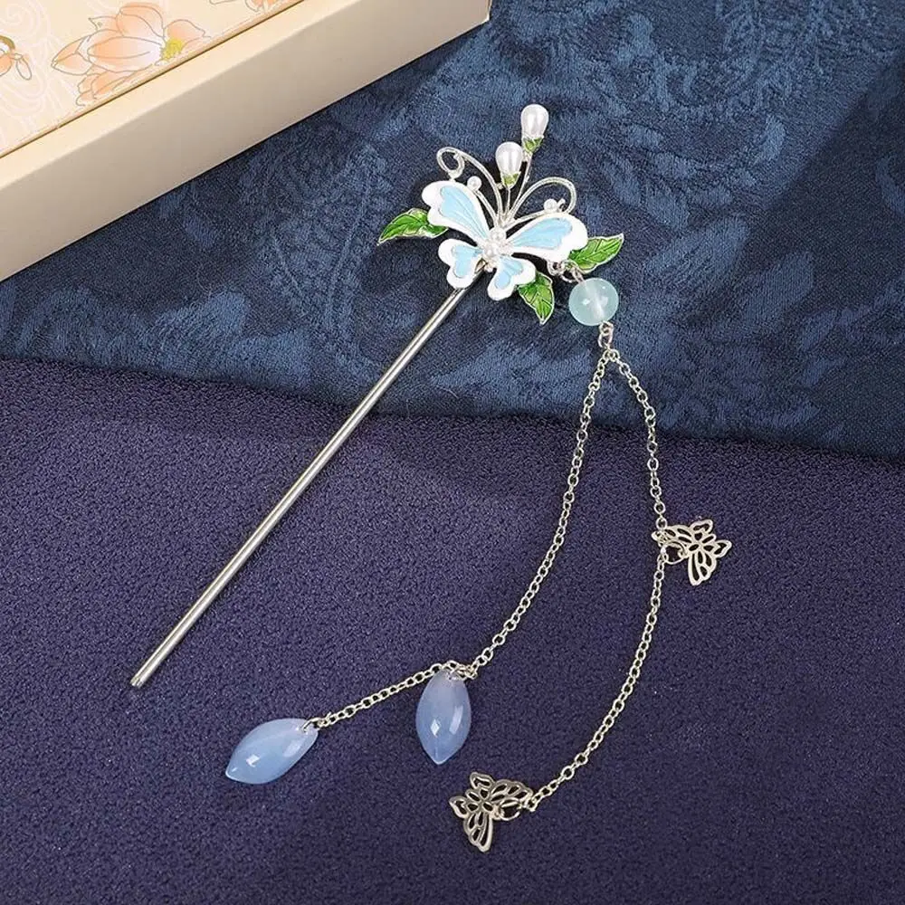 

Simple Tassel Butterfly Ancient Headwear Flower Children Hairpin Hanfu Hair Sticks Ancient Style Hairpin Chinese Style Headwear