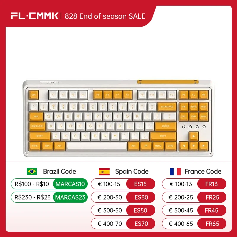 FL·ESPORTS CMK87 Single-Mode-Three-Mode Full-Key Hot Swap 87-Key 2.4G Wireless Bluetooth Wired Mechanical Keyboard PBT Keycap