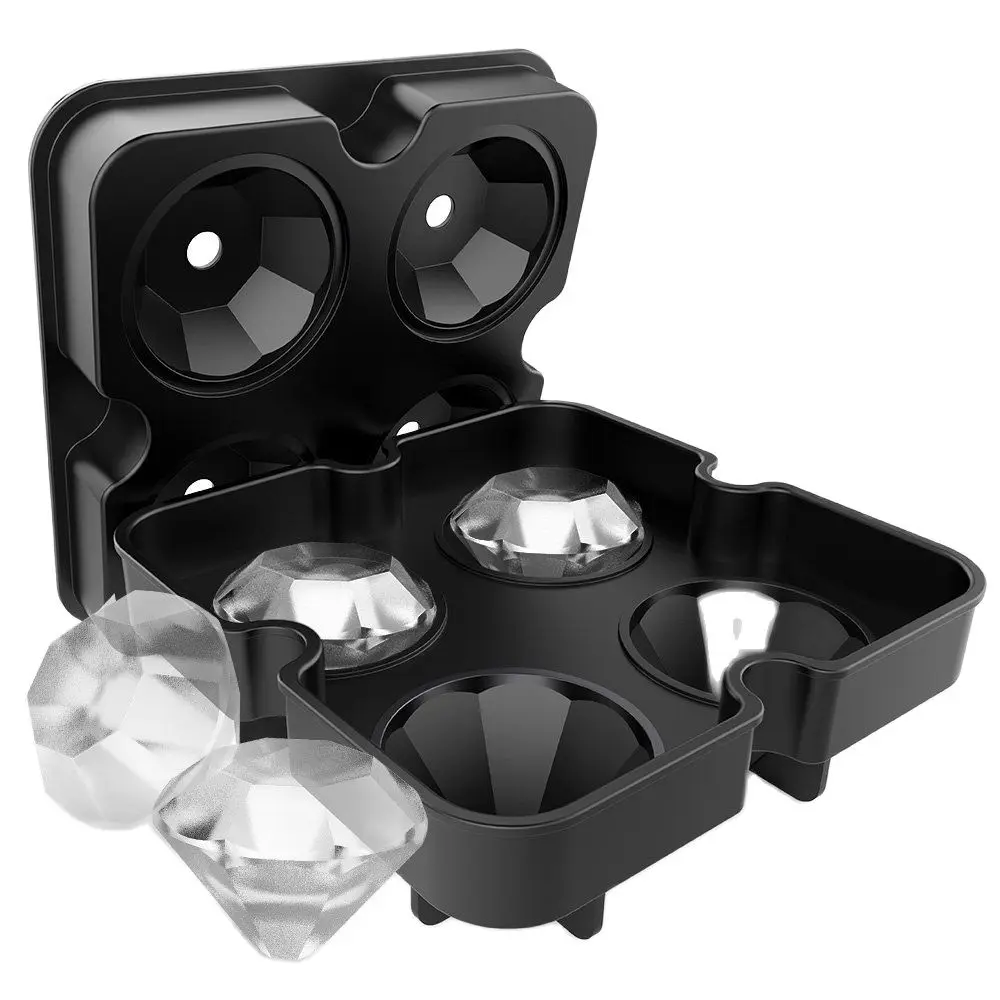 

Ice Cube Trays with Lids and Funnel Diamond Shaped Food Grade Silicone Ice Cube Trays Mold for Cocktail Whisky Bourbon Pudding