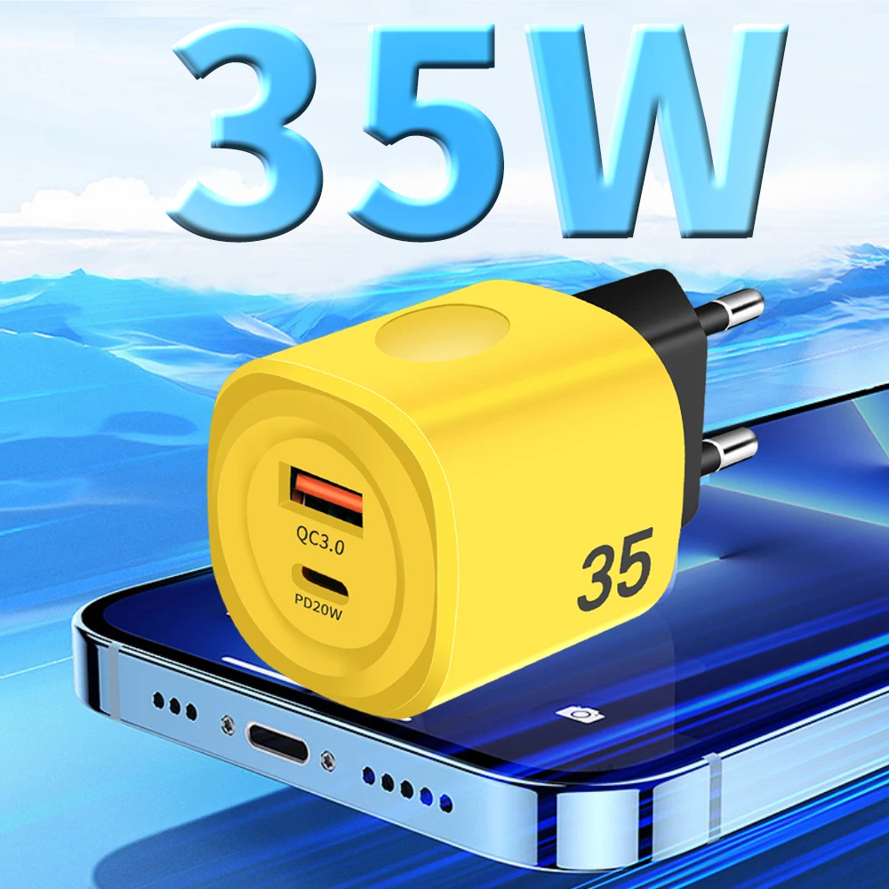 Зарядное устройство USB C 35 Вт быстрое зарядное типа 20 PD телефон QC3.0 быстрая зарядка