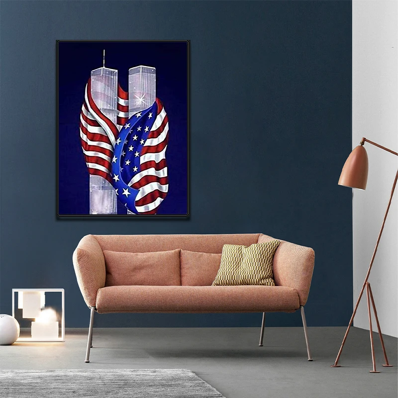 Наборы для алмазной живописи с двойными башнями Американский национальный флаг