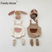 freely move 2022 autumn new baby sleeveless rompers cute infant strap jumpsuit kids boys girls casual overalls newborn clothes