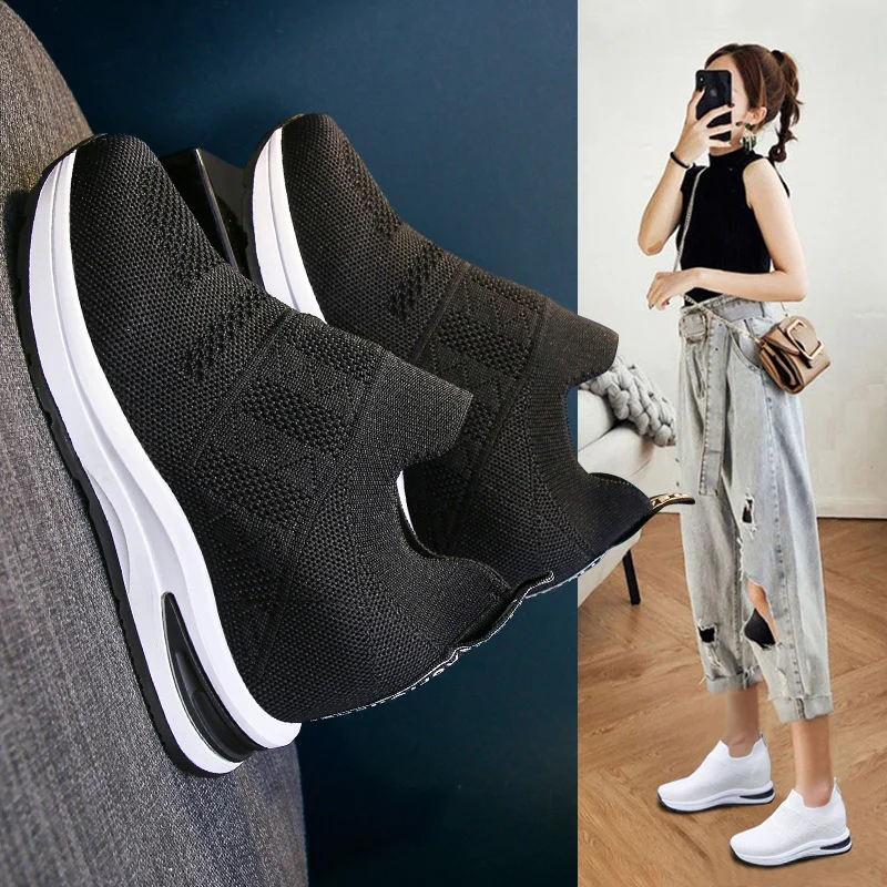 New Women Platform Sneakers Spring Fashion Women Vulcanize Shoes Lace-up Mesh Breathable Women Casual Shoes Tenis Feminino