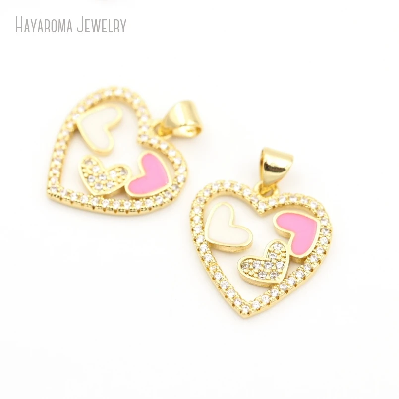 10 шт. невидимая установка металлический цирконий сердечки форма сердца кулон