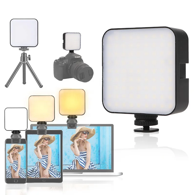 

6500K Mini Portable LED Video Lamp With 3 Cold Shoe Vlog Fill Lamp On Camera Lamp For GoPro 9 Canon Nikon Smartphone