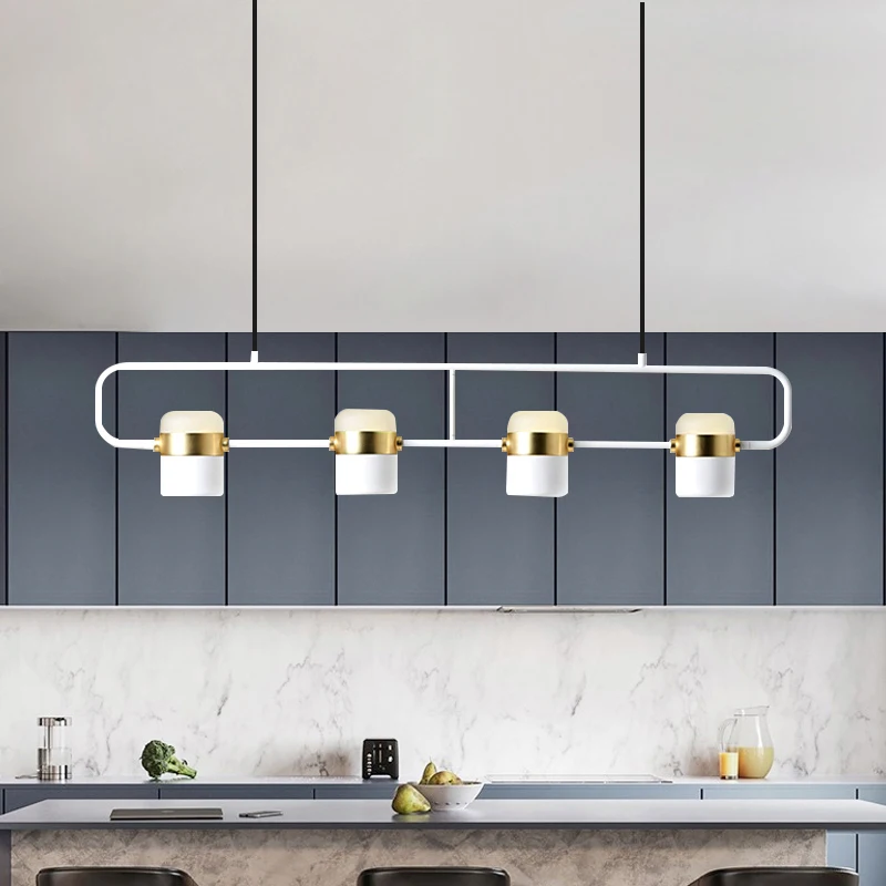 

Люстры черные или белые светодиодные в скандинавском стиле, простой длинный подвесной светильник для столовой, бара, кофе, ресторана, офиса, украшение