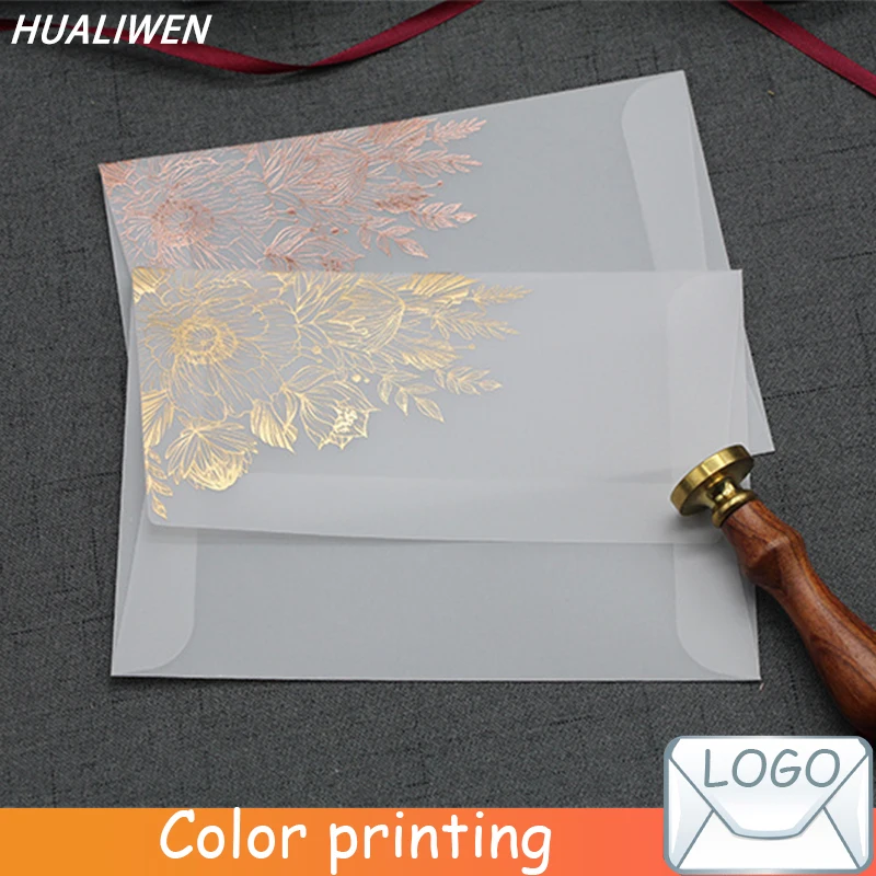 

10pcs/lot Rose Gold Bronzing Translucent Envelopes Sulfuric Acid Paper Envelopes For Wedding Invitation Business Use