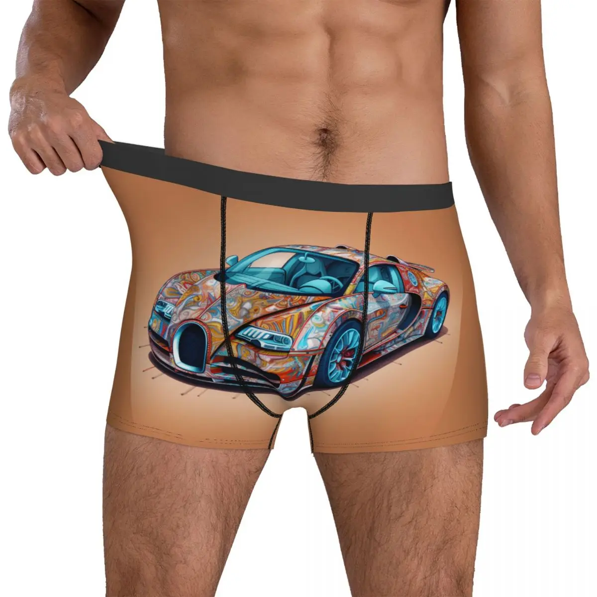 

Super Sports Car Underwear Graphic Cartoon Males Underpants Customs Classic Trunk Trenky Shorts Briefs Big Size
