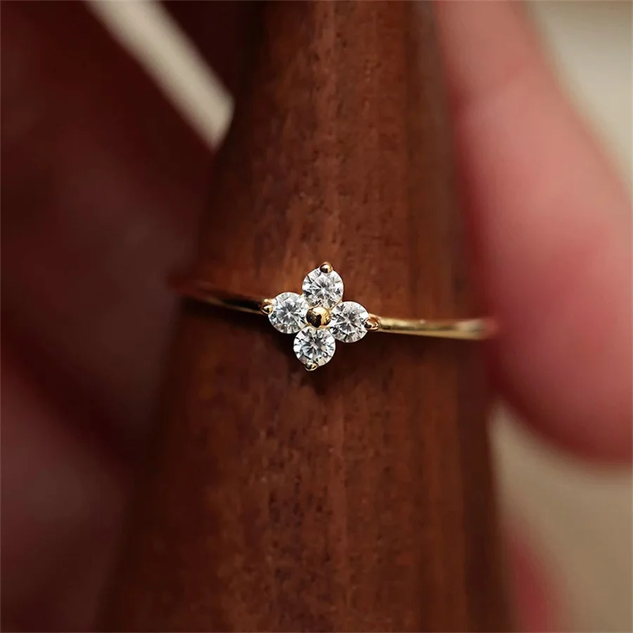 Модное кольцо с цирконом в форме цветка для женщин и девушек свадебные украшения