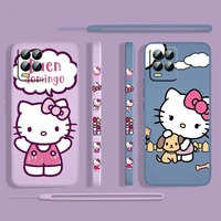 cartoon hello kitty for oppo realme 50i 50a 9i 8i 6 pro find x3 lite neo gt master a9 a5 liquid left rope cover phone case coque