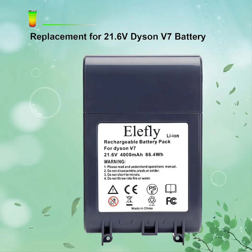 

2022 Elefly V7 battery replacement is suitable for Dyson V7 battery V7 Absolute V7 Motorhead V7 Animal Plus V7 Car+Boat