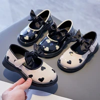 spring new japanese style princess versatile chic round toe butterfly knot pu shallow love girls kids fashion hook loop shoes