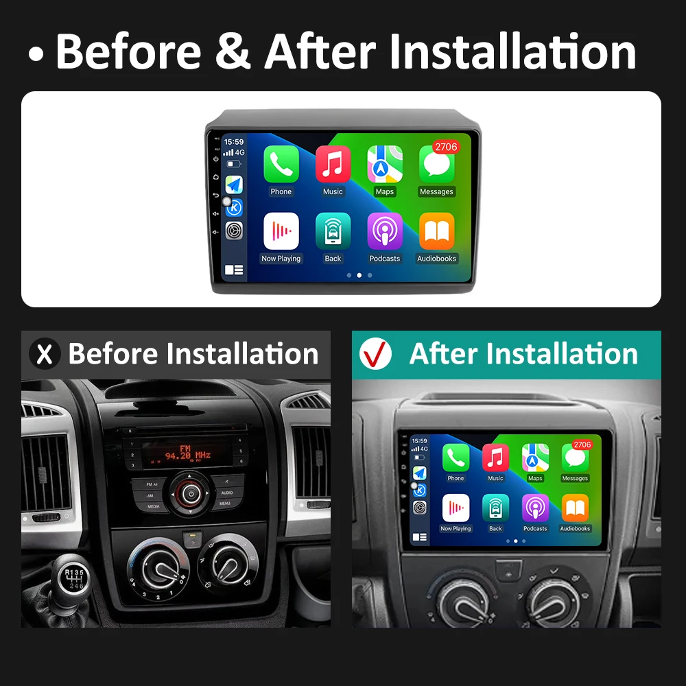 Для Fiat Ducato 2007 2008 2009 2010-2015 Android 14 Автомобильный аудио-видео мультимедийный плеер