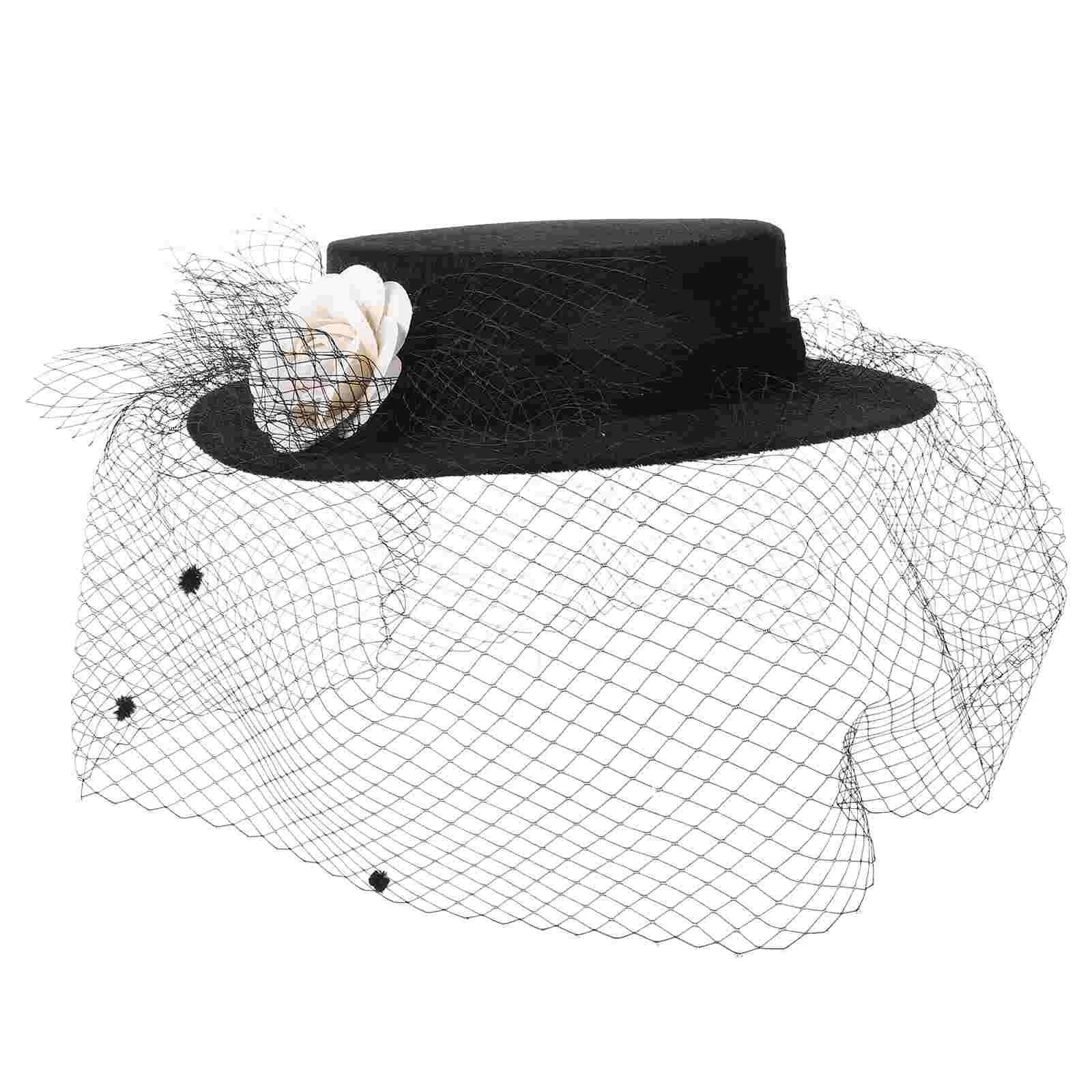 

Wedding Hats Women Elegant Womens Fashion Dressy Top Black Veil Velvet Funeral Miss