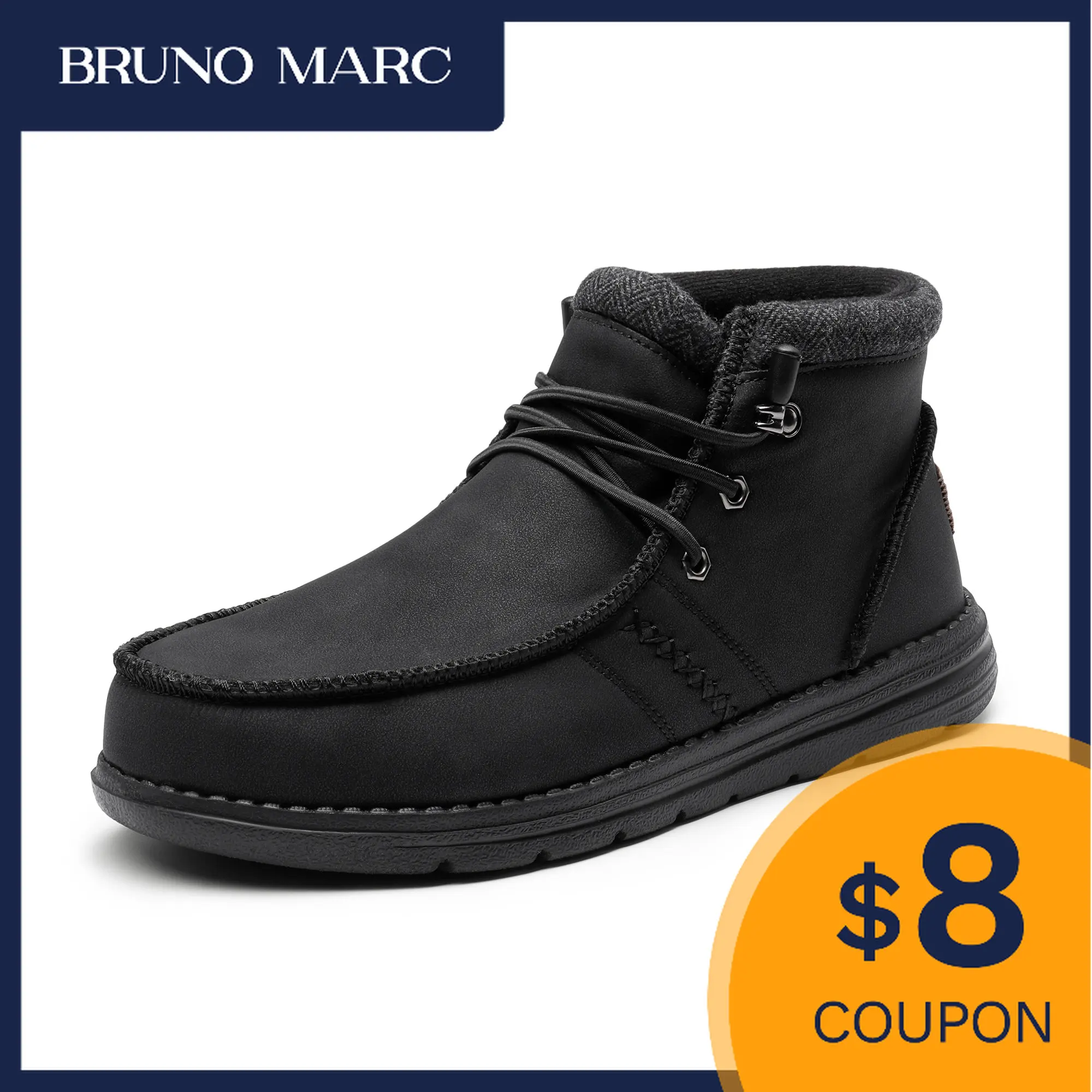

Bruno Marc Men's Loafers Winter Shoes Warm for Men Boots Casual Slip-on Platform Boots ANKLE EVA Faux Suede Basic Boots
