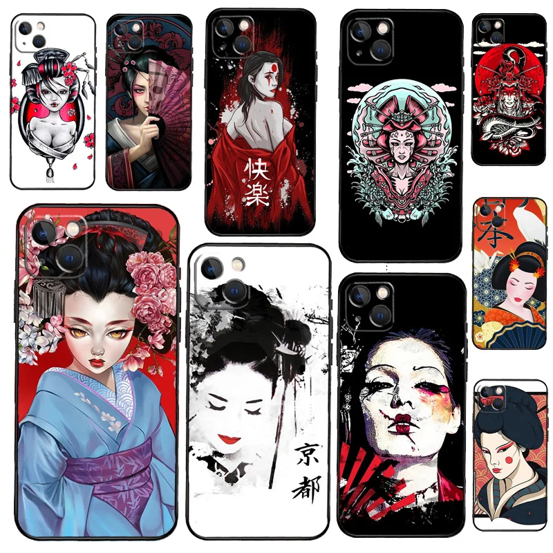 Японский традиционный чехол Geisha для телефона iPhone 13 12 11 Pro Max 8 6 7 Plus SE 2020 XR X XS MAX