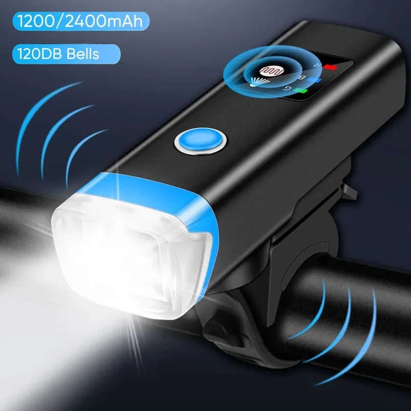 

Bicycle Front Light Smart Sensing Riding Lamp 120dB USB Rechargeable MTB Light Super Bright LED Bike Waterproof Headlight Horn