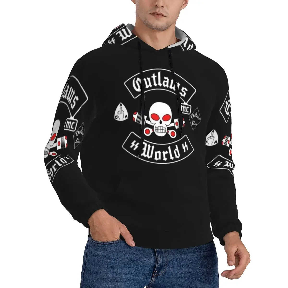Фото Толстовка Outlaws Mc Support в стиле Харадзюку, пуловер, осенне-зимние мужские и женские толстовки, топы с длинными рукавами №5