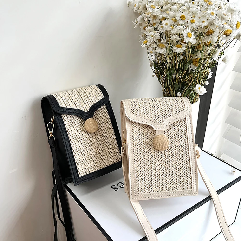 

Летние плетеные ранцы из соломы, женские плетеные наплечные Сумки из искусственной кожи, повседневные маленькие сумки через плечо, женские ...